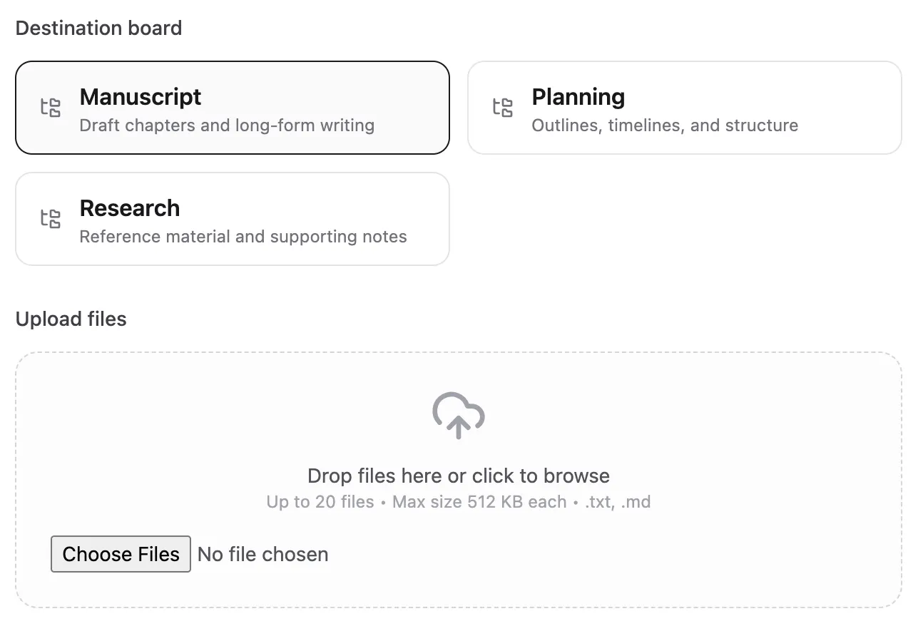 Import Options Interface