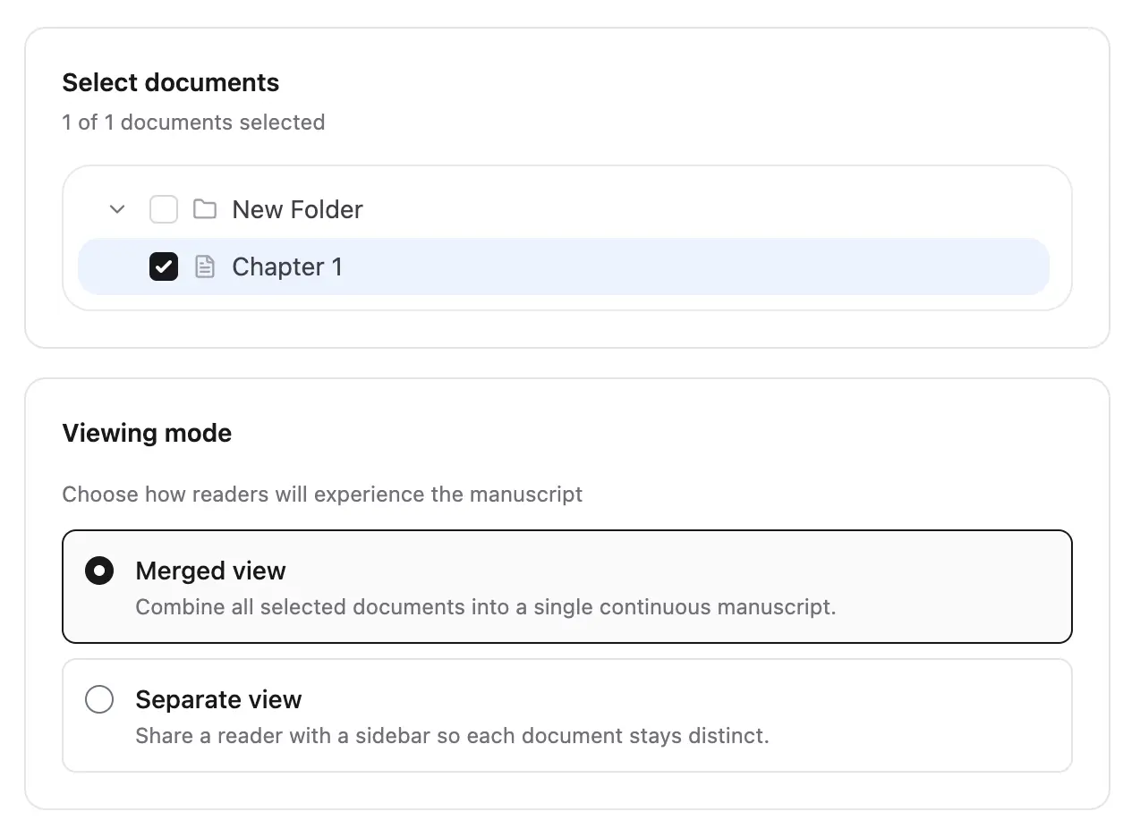 Sharing Options Interface