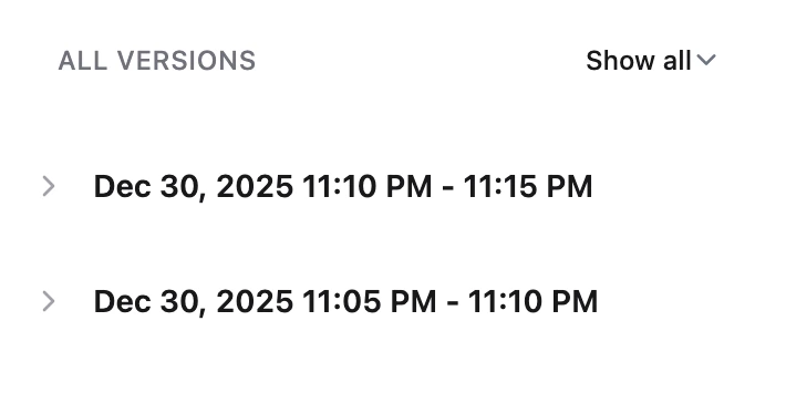 Version History Interface